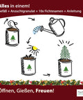 Ein MacFlowers Weihnachtsbaum in der Dose, Merry Christmas, Tannenbaum Anzuchtset mit 10 Samen für 6 Tannenbäume als Adventskalender Füllung Wichteln, Weihnachten